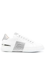 Philipp Plein baskets Glitter Lo-Top en cuir - Blanc