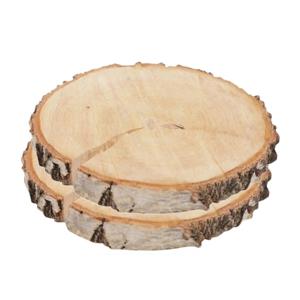 Decoratie boomschijven met schors - 2x - hout - D24,5 cm - rond - hobby boomschors schijf