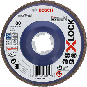 Bosch Accessoires X-LOCK Lamellenschijf Best for Metal recht, kunststof, Ø125mm, G 80, X571 - 1 stuk(s) - 2608619211