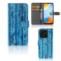 Xiaomi Redmi 10C Book Style Case Wood Blue - thumbnail