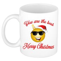 Kerst cadeau koffiemok - The Best - smile - goud - 300 ml - keramiek - Merry Christmas - collega