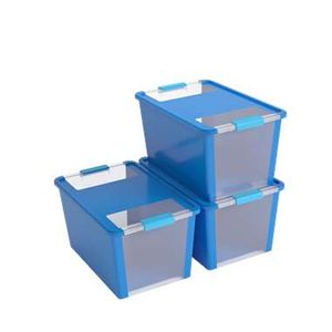 KIS Bi-Box L opbergbox - 40L - 3 stuks - blauw - Leen Bakker