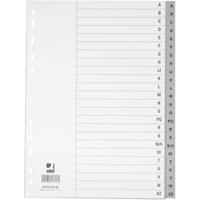 Q-CONNECT tabbladen, A4, PP, 4-gaatsperforatie, met indexblad, set van A-Z, 24 tabs, grijs