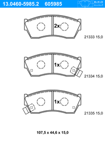 Remblokkenset, schijfrem ATE, u.a. für Suzuki, Subaru