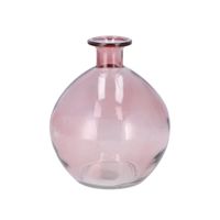 Bloemenvaas rond model - helder gekleurd glas - zacht roze - D13 x H15 cm