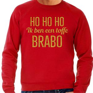 Foute kersttrui/sweater voor heren - Hohoho toffe Brabo - rood - glitter goud