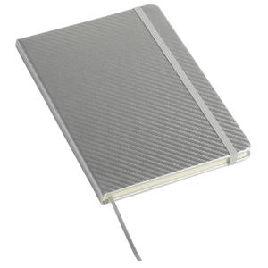 Notitieboekje/schrift harde kaft - zilver - A5 formaat - met sluitband en bladwijzer - 80 pag