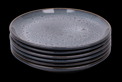 Set van 6 ontbijtborden - 22 cm - Amadora - blauw met aqua look - Portugees stoneware