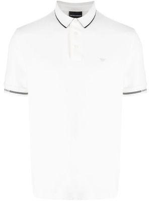 Emporio Armani polo en coton à logo brodé - Blanc