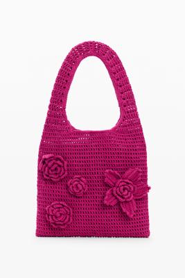Gehaakte bloemen tas - RED - U