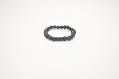 JOSH Heren Armband met Natuursteen Lava | 09313-BRA