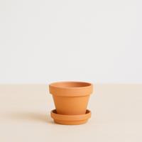 Terracotta potje - oranje (incl. schotel) - P8