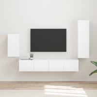 Tv-meubelset Wandgemonteerd 3 pcs Hoogglans wit Bewerkt hout