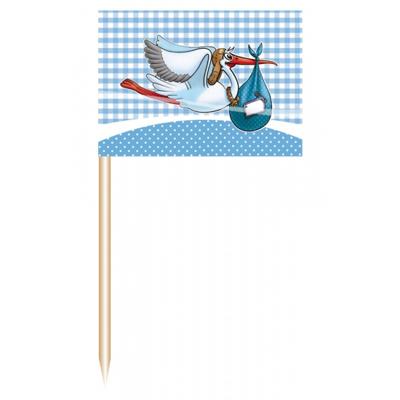 Folat Cocktailprikkers geboorte jongen - 150x stuks - prikkertjes - kraamversiering/babyshower