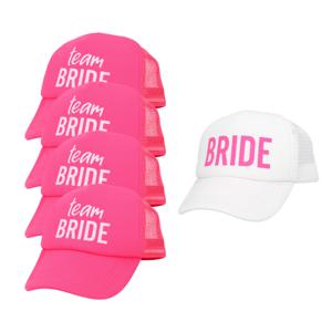 Vrijgezellenfeest baseballcaps/petjes - Bride en Team Bride - 9x stuks - wit/roze - dames