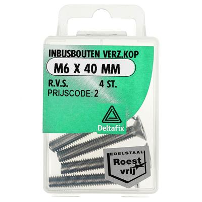 Inb.bout verz.kop m6x40mm rvs 4st - Deltafix