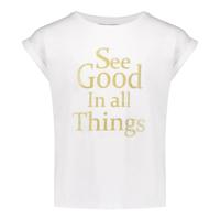 Geisha zomer t-shirt meisjes - glitter - off wit / goud