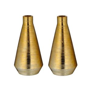 Set van 2x stuks ronde bloemenvaas goud van keramiek 28 cm