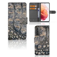 Samsung Galaxy S21 Telefoonhoesje met Pasjes Krokodillenprint - thumbnail
