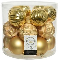 20x stuks luxe kunststof kerstballen goud mix 8 cm - thumbnail