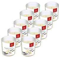 Trend Candles Geurkaars - 10x - in glas - Vanille aroma - 25 branduren - 7 x 8 cm