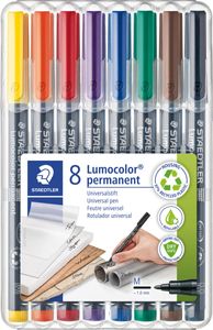 Staedtler 317 WP8 permanente marker Zwart, Blauw, Bruin, Groen, Oranje, Rood, Violet, Geel 8 stuk(s)