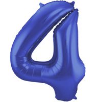 Folie ballon van cijfer 4 in het blauw 86 cm - thumbnail