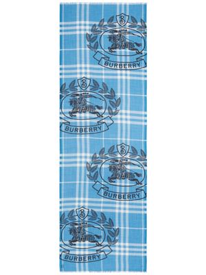 Burberry écharpe imprimée à bords francs - Bleu