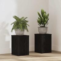 Plantenstandaard 2 pcs Zwart eiken 20 x 20 x 30 cm Bewerkt hout Plantenstandaard 2 pcs Zwart eiken 20 x 20 x 30 cm Bewerkt hout