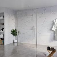 Fortifura Galeria Vrijstaande Inloopdouche - 120x200cm - Helder - antikalk - 8mm veiligheidsglas - 2 zijwanden 30cm - wandsteunen en hoekprofielen - Geborsteld RVS PVD (RVS) SW927769 2x/SW797917/SW797909 2x/SW798730 2x