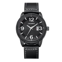CAGARNY 9857 Fashion Quartz beweging polshorloge met lederen Band(Black)