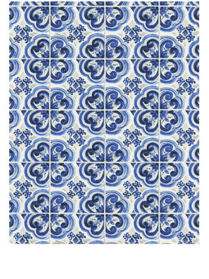 Dolce & Gabbana papier peint à têtes de tigres imprimées - Bleu