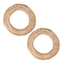 Decoratie krans van stro - 2x - 40 x 8 cm - DIY kransen maken - Kerst deurkrans - Knutselen