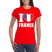 Supporters t-shirt - I love France - Frankrijk - rood - voor dames - kleding