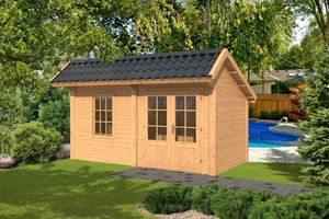 Lariks/Douglas Kapschuur Bergen L type 4 468x306 cm- Kapschuurdak- Onbehandeld lariks Douglas hout- Tuindeco