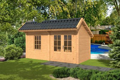 Tuindeco Bergen L Kapschuur type 4 468x306 cm Lariks/Douglashout blank- Kapschuurdak- Onbehandeld lariks Douglas hout- Tuindeco