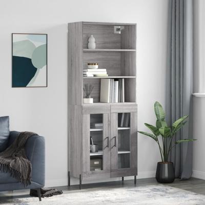Hoge kast 69,5x34x180 cm bewerkt hout grijs sonoma eikenkleurig