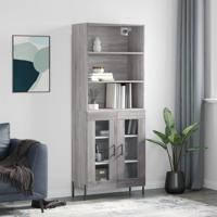 Hoge kast 69,5x34x180 cm bewerkt hout grijs sonoma eikenkleurig