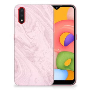 Samsung Galaxy A01 TPU Siliconen Hoesje Marble Pink - Origineel Cadeau Vriendin