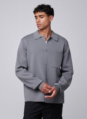 Off The Pitch Flat Knit Tailored Overshirt Heren Grijs - Maat XXL - Kleur: Grijs | Soccerfanshop