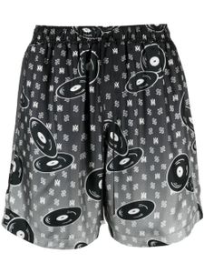 AMIRI short Falling Records en soie - Noir