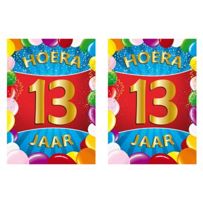 Verjaardag deurposter - 2x - 13 jaar - multi - 59 x 84 cm - leeftijd feestartikelen Verjaardag deurposter - 2x - 13 jaar - multi - 59 x 84 cm - leeftijd feestartikelen