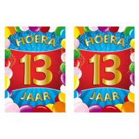 Verjaardag deurposter - 2x - 13 jaar - multi - 59 x 84 cm - leeftijd feestartikelen Verjaardag deurposter - 2x - 13 jaar - multi - 59 x 84 cm - leeftijd feestartikelen