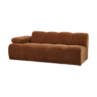 Woood Mojo 2-zits bank arm links ribstof Roestbruin