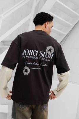 Jorcustom Flowers Double Layered Longsleeve T-Shirt Heren Bruin/Beige - Maat L - Kleur: BeigeBruin | Soccerfanshop