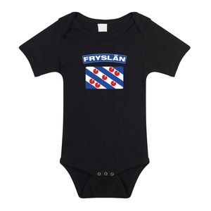 Fryslan / Friesland landen rompertje met vlag zwart voor babys 92 (18-24 maanden)  -