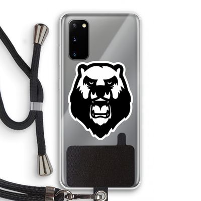Angry Bear (white): Samsung Galaxy S20 Transparant Hoesje met koord