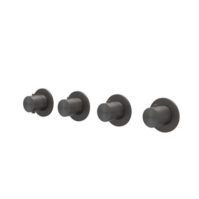 Afbouwdeel IVY Concord Inbouwthermostaat 3 Stopkranen Symmetry Met Ronde Rozetten RVS316 Geborsteld Carbon Black PVD