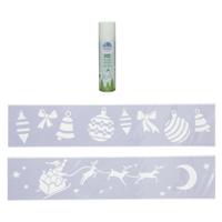 Kerst sfeer raamsjablonen met ECO spuitsneeuw - 9x stuks - 24 x 60 cm - raamdecoratie