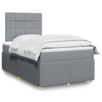 Boxspring met matras stof lichtgrijs 120x190 cm
